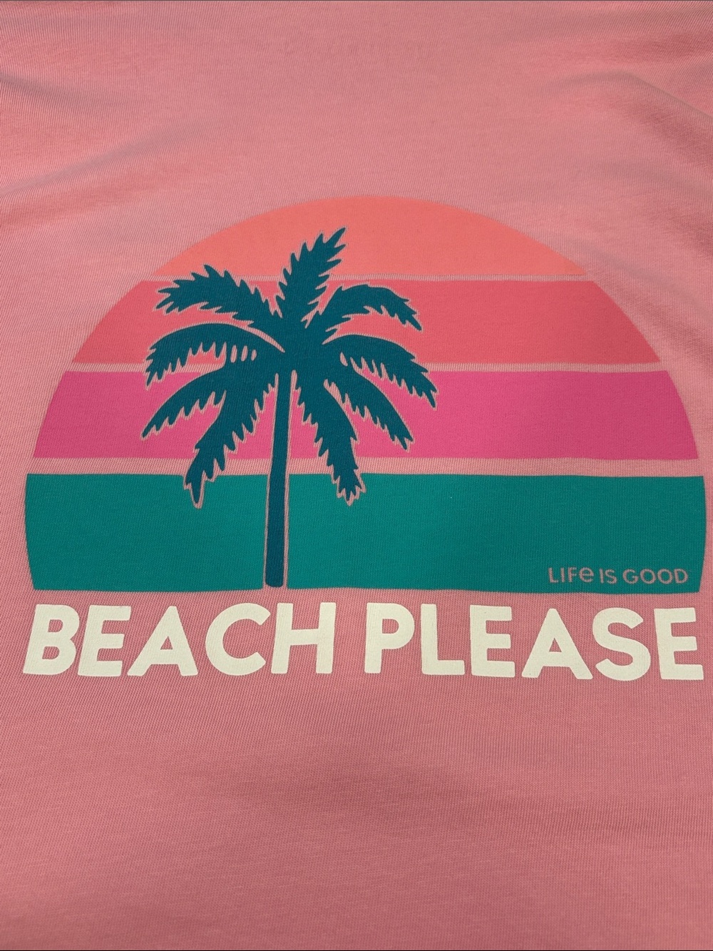 Life Is Good Pink "Beach Please" Palm Tree Long-Sleeve Tee